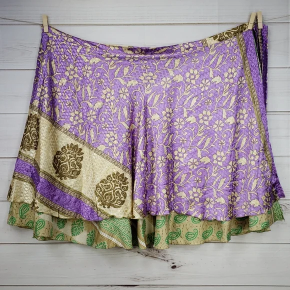 Darn Good Yarn Sari Silk Wrap Skirt Tea Goddess - Picture 3 of 16
